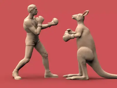 Boxer vs Kangaroo 3D print model