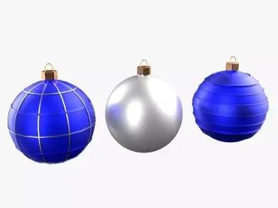 Christmas Tree Ornament Set3 - Blue White Low-poly 3D model