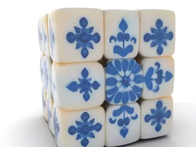 Porcelain Blue Pattern Cube model pack Texture