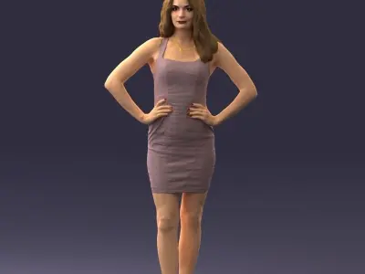 000160 Woman in Tight Dress Confident Pose Character 0714 3dp 3D print model