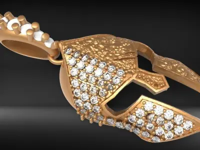 spartan pendant with stones male pendant  3D print model