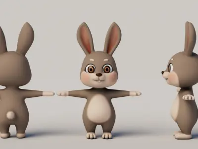 Rigged Cartoon Rabbit 3D model