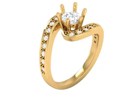 Elegant Solitaire Diamond Engagement Ring 3D print model