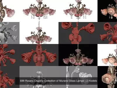 696 Rosata Osgona Collection of Murano Glass Lamps 3D Model Pack
