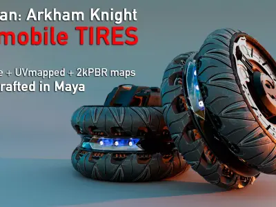 Batmobile Tires Arkham Knight Premium version 3D model