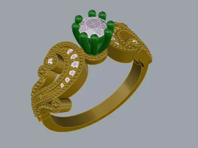 Elegant Diamond Ring Brand Gold 3D print model