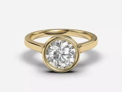 Round Diamond Bezel Setting Solitaire Diamond Ring 3D print model