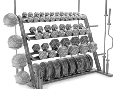 Weight Storage Racks Dumbbell Set 024 3D model
