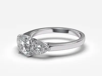 Three Stone diamond Ring 3D print model