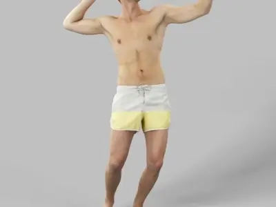 3d people crowd and midground Virtue beach volleyball sport man 3D Model Pack