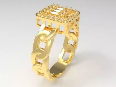 Chain jewellry ring 3D print model