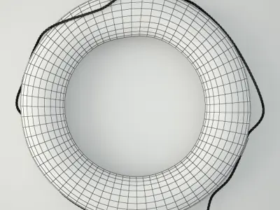 1950s Deep Orange and White Life Preserver 3D model