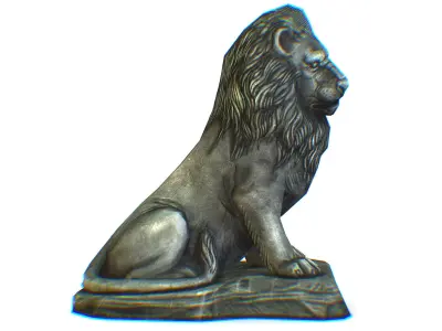 Low Poly 3d Statue Lion Dark Metal Cast Iron Low-poly 3D model