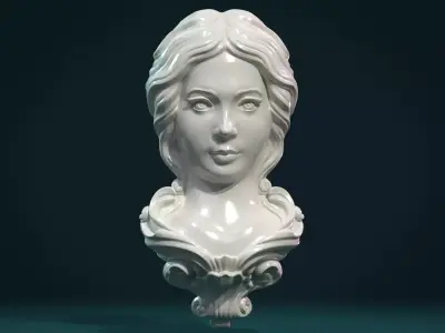 Female woman Face Mascaron 3D print model