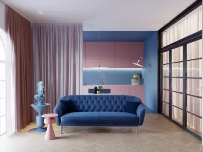 01- Modern Livingroom Interior scene - C4D and Corona Renderer  3D model