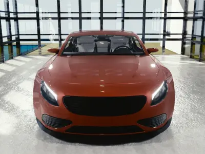 BLENDER EEVEE Brandless Mid Size 2 door sedan Low-poly 3D model