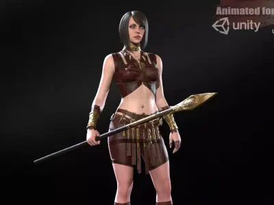 DefenderGirl 3 Low-poly 3D model