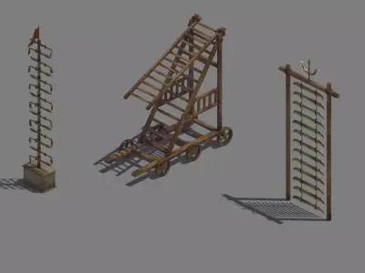 Game Siege weapons - knife ladder - ladder truck 3D model