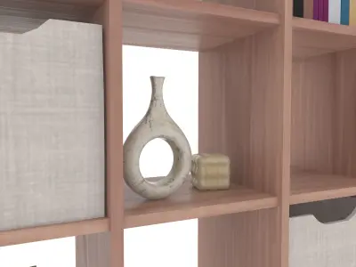 Bookshelf with Drawers and Decorations 3D model