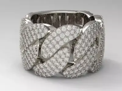 Cuban diamond ring 3 rows 3D print model