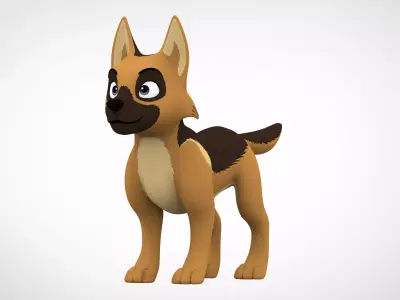 German Shepherd  Low-poly 3D model