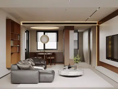 Modern living room dining room interior scenes 114 3D model