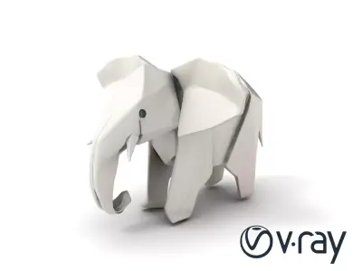Origami Elephant Sculpture model pack Low-poly 3D model