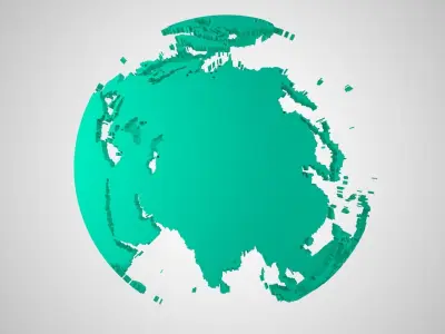 Globe Shell Teal 3D model