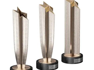 Award cup trophy star set 3D model