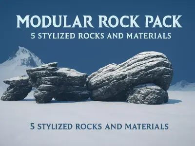 Unreal Engine High-quality modular rock pack  and environment Low-poly 3D model