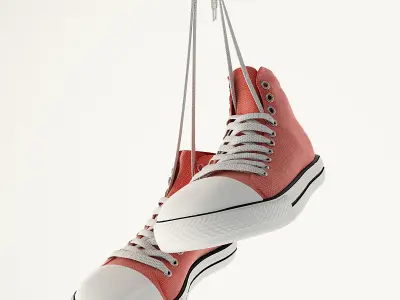 Sneakers pair of hanging from string 3D model