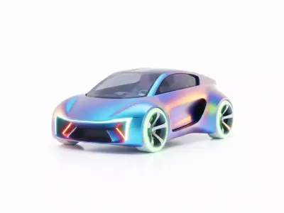 Iridescent Next-Gen Electric Concept Car Low-poly 3D model