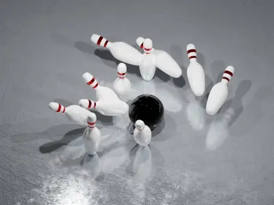  Bowling Ball and Pins 3D model