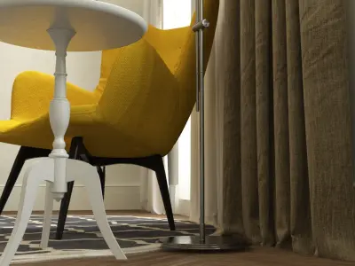 Living Room Set - Armchair - Lamp - Coffee Table 3D model