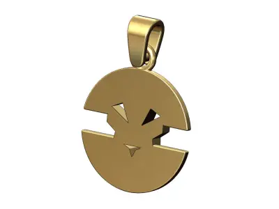 Faceted lion split round pendant with bail 3D print model