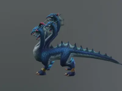 Multi Head Snake Dragon Low-poly 3D model