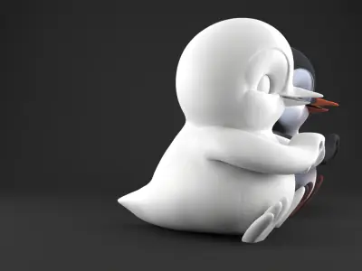 Cute Loved penguin 3D Model Heart Hands STL for Decoration 3D print model