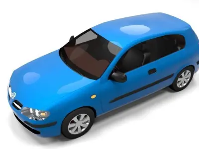 NISSAN ALMERA 3DOOR LOWPOLY Low-poly 3D model