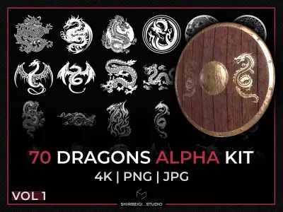 70 Dragons Alpha Kit - PNG and JPG Texture