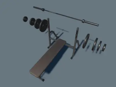 Barbell weight bench Low-poly 3D model purchase