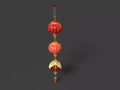 Chinese  red  lantern   Low-poly 3D model