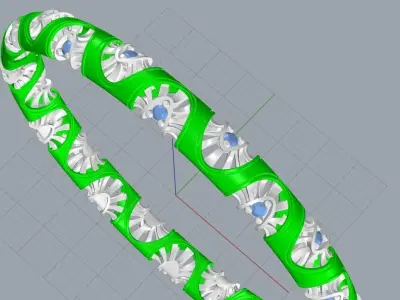 bracelet gold ring with diamonds 3D print model