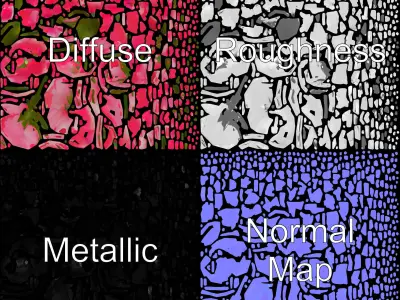 Realistic Pink Rose Blossom model pack Low-poly 3D model