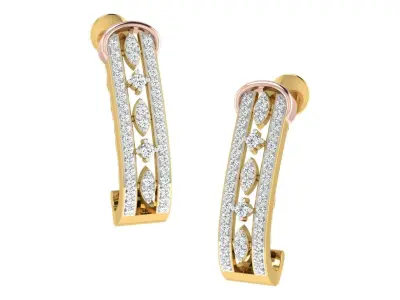 Solitaire Women Drop Earring 3dm STL OBJ FBX Render Details 3D print model shop