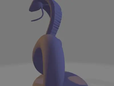 Minimalist Coiled Cobra Sculpture 3D model