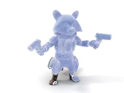 Rigged and Animated Armored Raccoon with Dual Pistols Charact... Low-poly 3D model