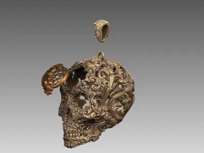 Skull ornamental  pendant  3D print model