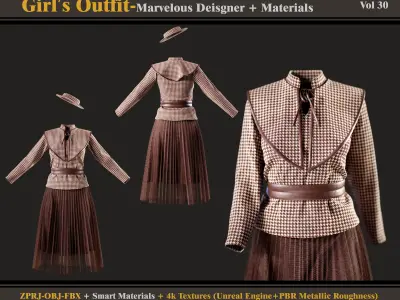 Girls Outfit- MD-Clo3d - Smart Material - Textures - OBJ - FBX 3D model
