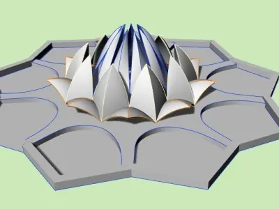 Bahai Tempe or Lotus Temple Low-poly 3D model