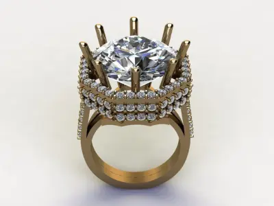 Ring56 engagement ring gold 3D model